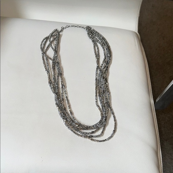 Silver Multi-Strand Beaded Necklace - Picture 3 of 5